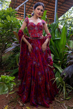 Load image into Gallery viewer, Red & Purple Corset Skirt Set