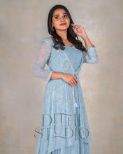 Load image into Gallery viewer, Pastel Blue Floral Anarkali with Jacket
