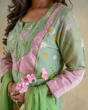Load image into Gallery viewer, Sage Green Botanical Chanderi Salwar Suit