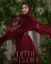 Load image into Gallery viewer, Maroon Ruffle Drape Dress