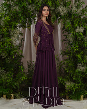 Load image into Gallery viewer, Purple Dress with Peplum Top