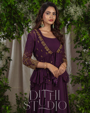 Load image into Gallery viewer, Purple Dress with Peplum Top