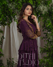 Load image into Gallery viewer, Purple Dress with Peplum Top