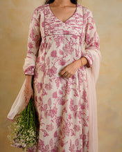 Load image into Gallery viewer, Beige Floral Printed Chanderi Suit Set