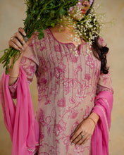 Load image into Gallery viewer, Mauve Floral Chanderi Suit Set