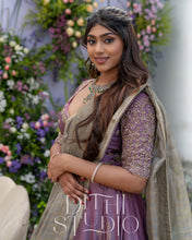 Load image into Gallery viewer, Mauve purple crop top and skirt