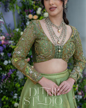 Load image into Gallery viewer, Sage Green Crop Top and Skirt