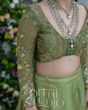 Load image into Gallery viewer, Sage Green Crop Top and Skirt