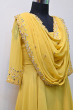 Load image into Gallery viewer, Pastel yellow Drape Anarkali