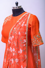Load image into Gallery viewer, Orange Single Drape Anarkali