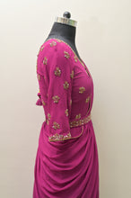 Load image into Gallery viewer, Pink Drape Saree with Embroided Belt