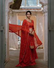 Load image into Gallery viewer, Orange Marigold Crop Top and Skirt