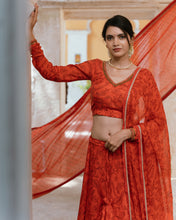 Load image into Gallery viewer, Orange Marigold Crop Top and Skirt