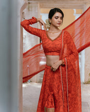 Load image into Gallery viewer, Orange Marigold Crop Top and Skirt