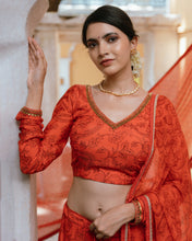 Load image into Gallery viewer, Orange Marigold Crop Top and Skirt