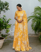 Load image into Gallery viewer, Yellow Floral Anarkali