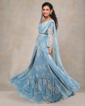 Load image into Gallery viewer, Pastel Blue Floral Drape Dress
