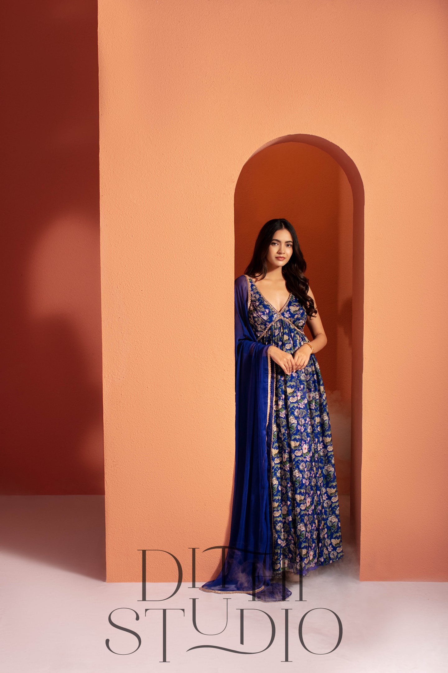 Blue Anarkali With Duppata
