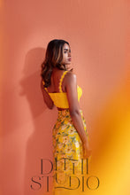 Load image into Gallery viewer, Yellow Draped Skirt with Croptop&amp;Jacket
