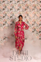 Load image into Gallery viewer, Dark Pink Floral Shirt Dress
