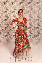 Load image into Gallery viewer, Floral Maroon Drape Dress
