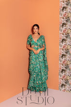 Load image into Gallery viewer, Teal Green Ruffle Drape Dress
