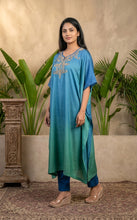 Load image into Gallery viewer, Aqua Teal Dip-Dyed Kaftan Set

