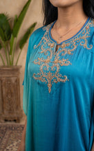 Load image into Gallery viewer, Aqua Teal Dip-Dyed Kaftan Set

