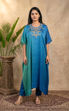 Load image into Gallery viewer, Aqua Teal Dip-Dyed Kaftan Set
