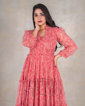 Load image into Gallery viewer, Pink Floral Ruffle Dress

