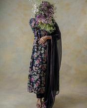 Load image into Gallery viewer, Midnight Bloom  Paisley Printed  Chanderi Salwar Suit
