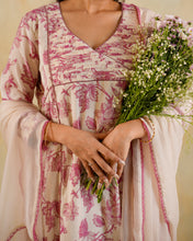 Load image into Gallery viewer, Beige Floral Printed Chanderi Suit Set
