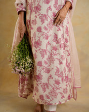 Load image into Gallery viewer, Beige Floral Printed Chanderi Suit Set

