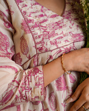 Load image into Gallery viewer, Beige Floral Printed Chanderi Suit Set
