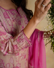 Load image into Gallery viewer, Mauve Floral Chanderi Suit Set
