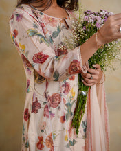 Load image into Gallery viewer, Vibrant Rose Floral Chanderi Suit Set
