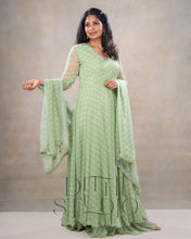 Load image into Gallery viewer, Green Marigold Anarkali with Duppata
