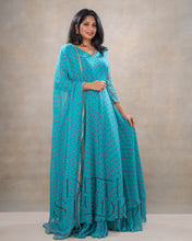 Load image into Gallery viewer, Blue Marigold Anarkali with Duppata
