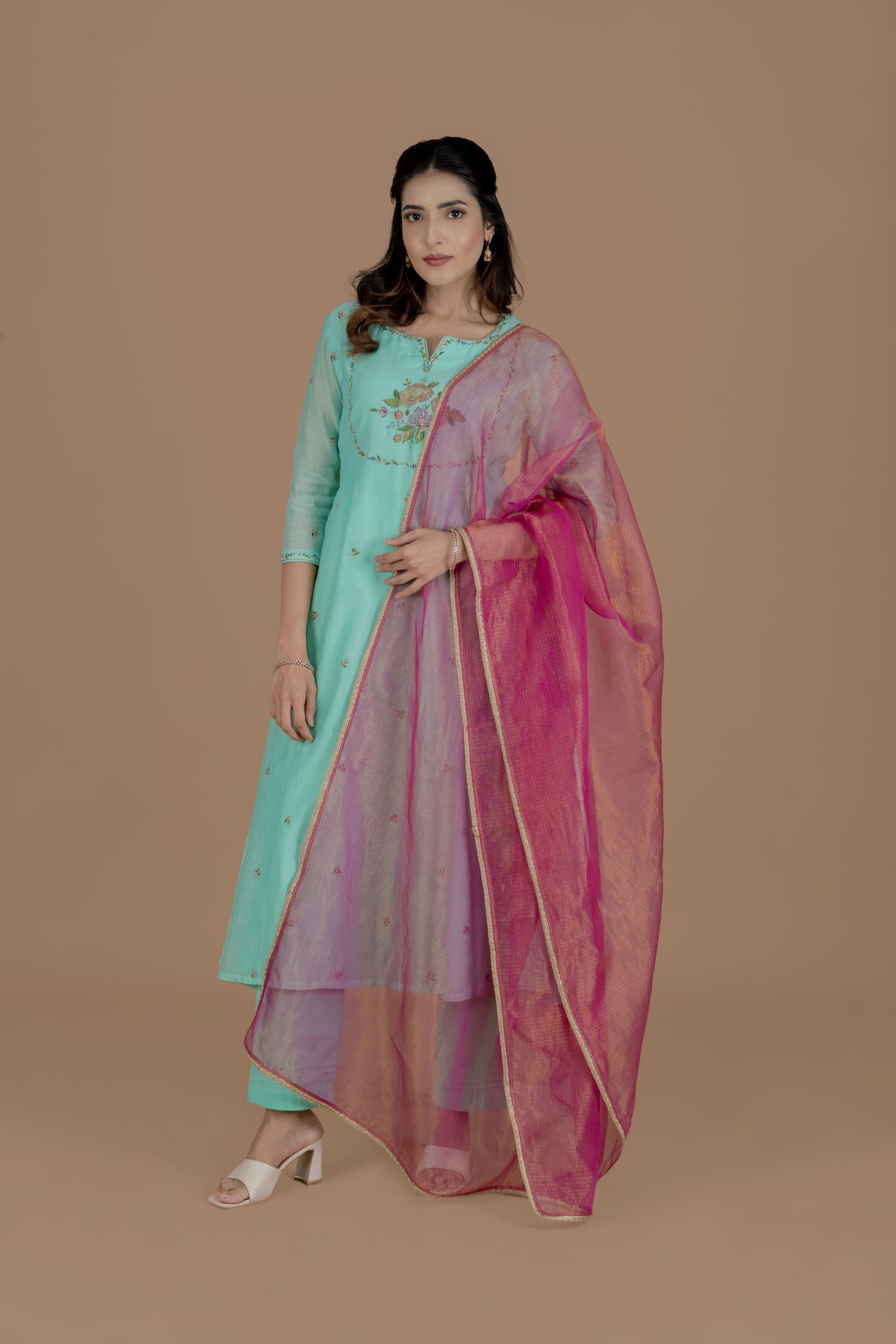 Mint Green Chandheri Set