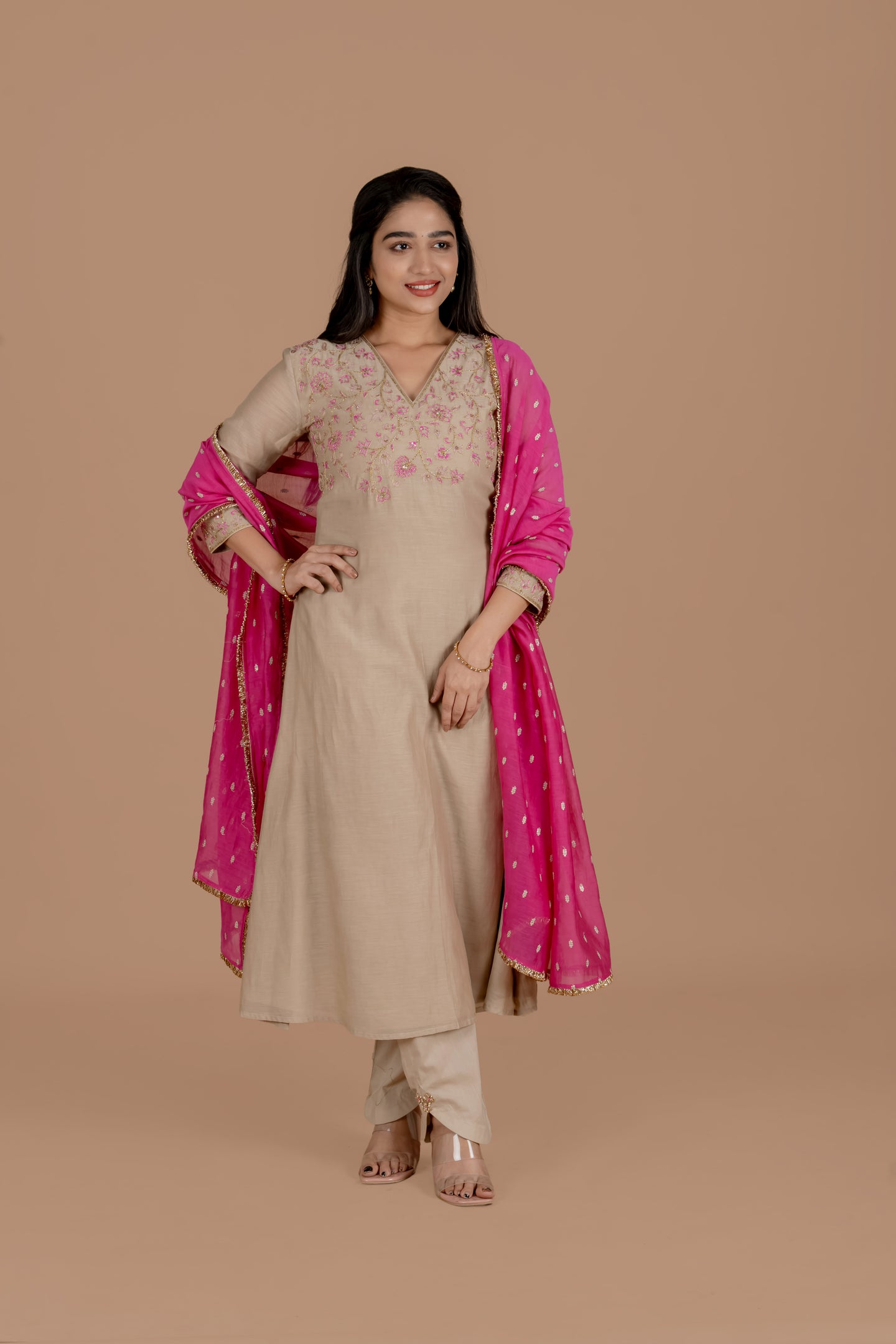 Beige Chandheri Set
