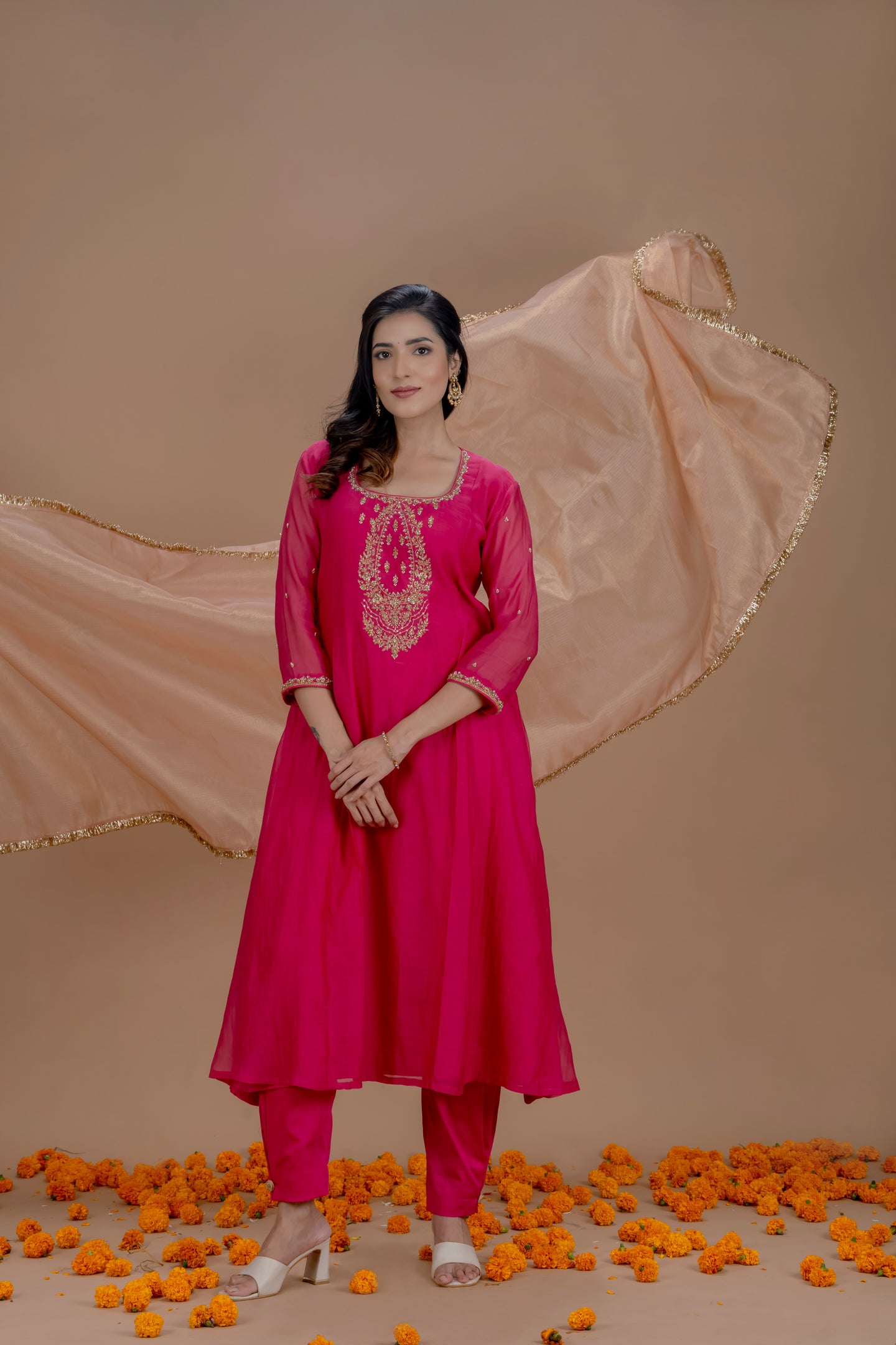 Pink Chandheri Set