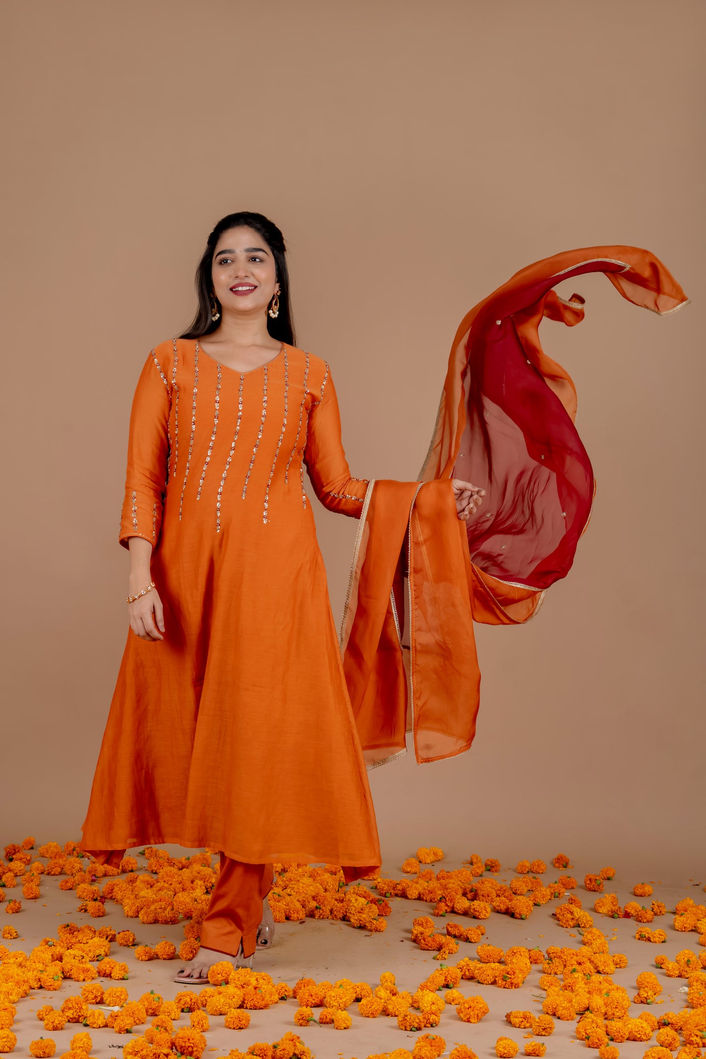 Rustic Orange Chandheri Set