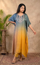 Load image into Gallery viewer, Mist &amp; Mustard Ombré Kaftan Set
