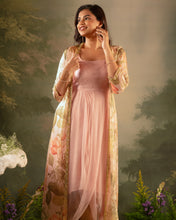 Load image into Gallery viewer, Light Peach Cowl Dress and Jacket Set
