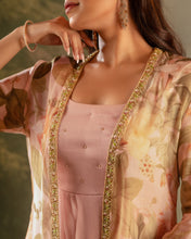 Load image into Gallery viewer, Light Peach Cowl Dress and Jacket Set
