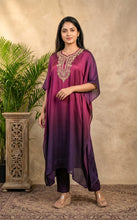 Load image into Gallery viewer, Wine &amp; Plum Ombré Kaftan Set

