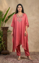 Load image into Gallery viewer, Blush Coral Silk Kaftan Set
