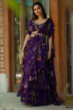 Load image into Gallery viewer, Purple Ruffle Drape Dress
