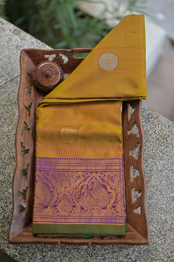 Gold and Purple Gadwal Duppata-2309