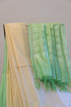 Load image into Gallery viewer, Beige and Green Cotton Kota Saree-2617
